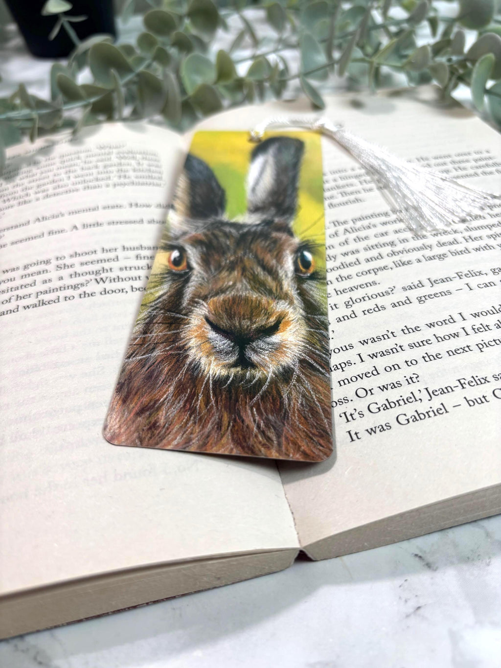Hand Drawn Hare Bookmark | Pastel Wildlife Art Print | Laminated Double-Sided