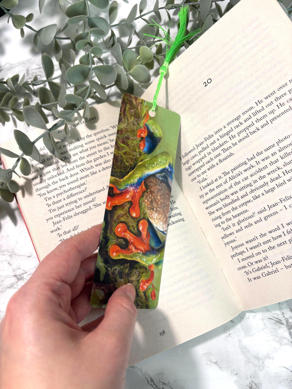 Red Eyed Tree Frog Bookmark | Hand-Drawn Pastel Art Print | Laminated Double-Sided | Book Lover Gift