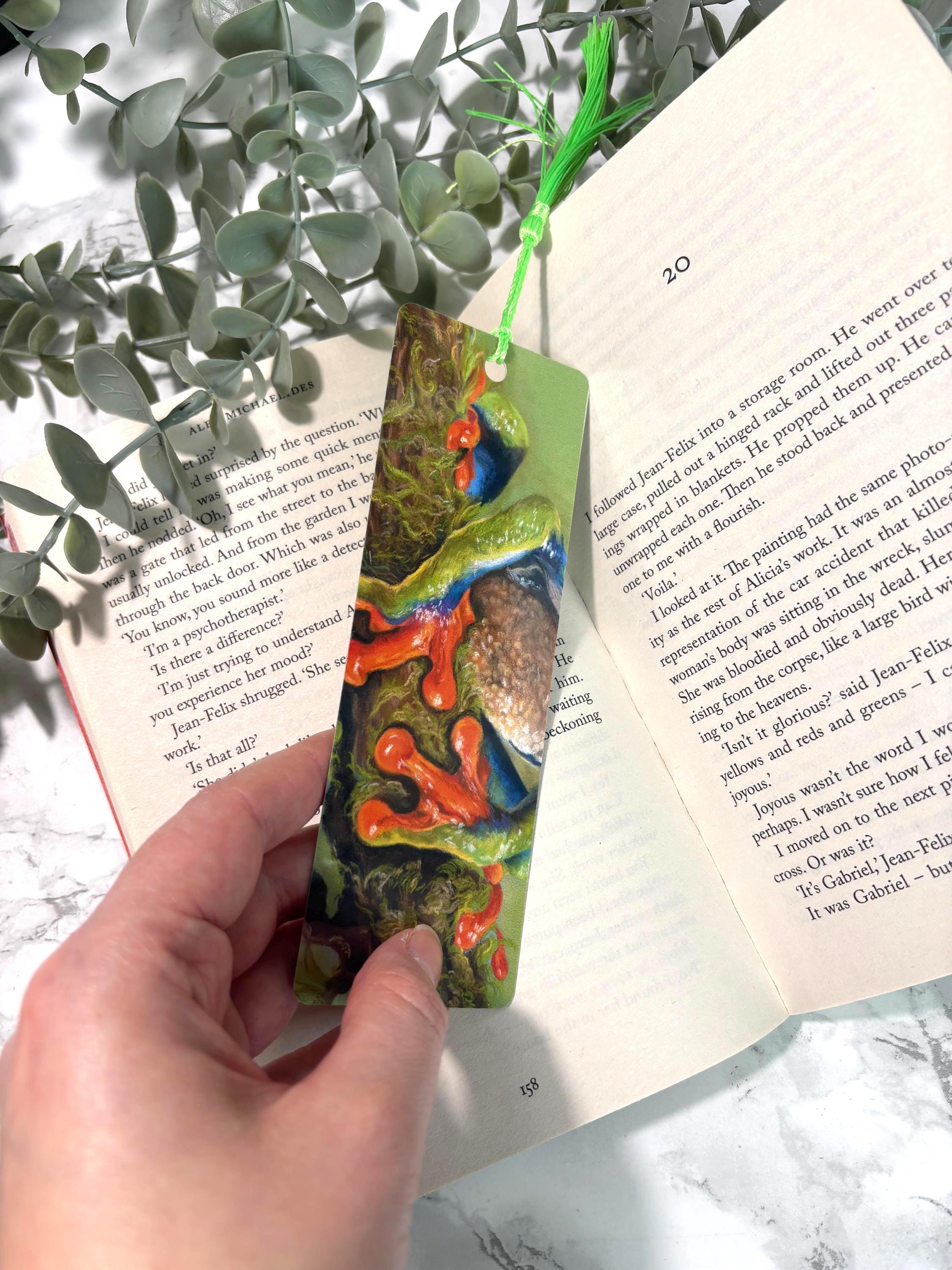 Red Eyed Tree Frog Bookmark | Hand-Drawn Pastel Art Print | Laminated Double-Sided | Book Lover Gift