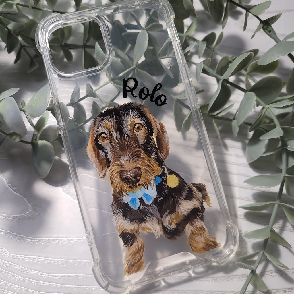Personalised Hand-Painted Pet Portrait Phone Case | Custom Pet Photo | Resin or Textured Finish