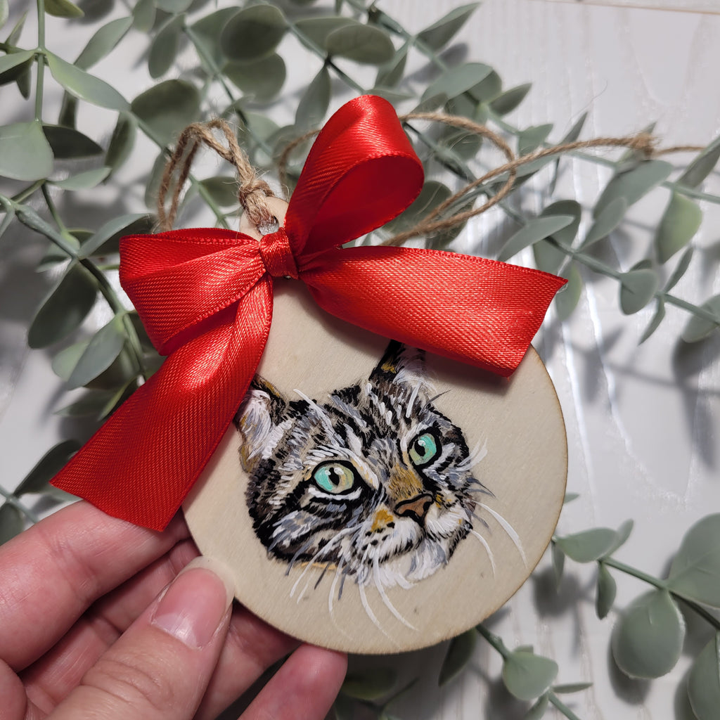 Personalised Pet Portrait Christmas Bauble – Custom Hand-Drawn Tree Decoration