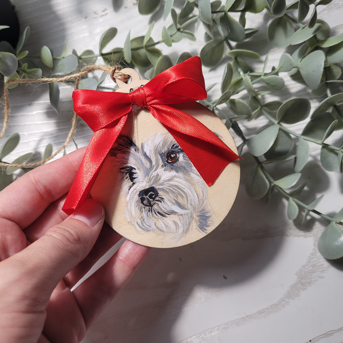 Personalised Pet Portrait Christmas Bauble – Custom Hand-Drawn Tree Decoration
