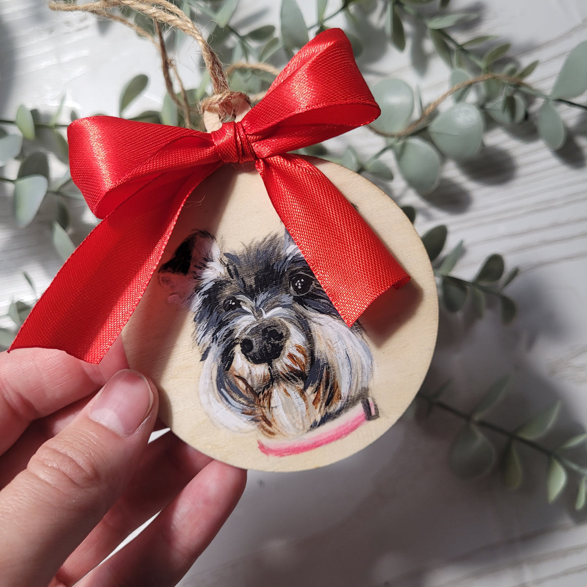 Personalised Pet Portrait Christmas Bauble – Custom Hand-Drawn Tree Decoration