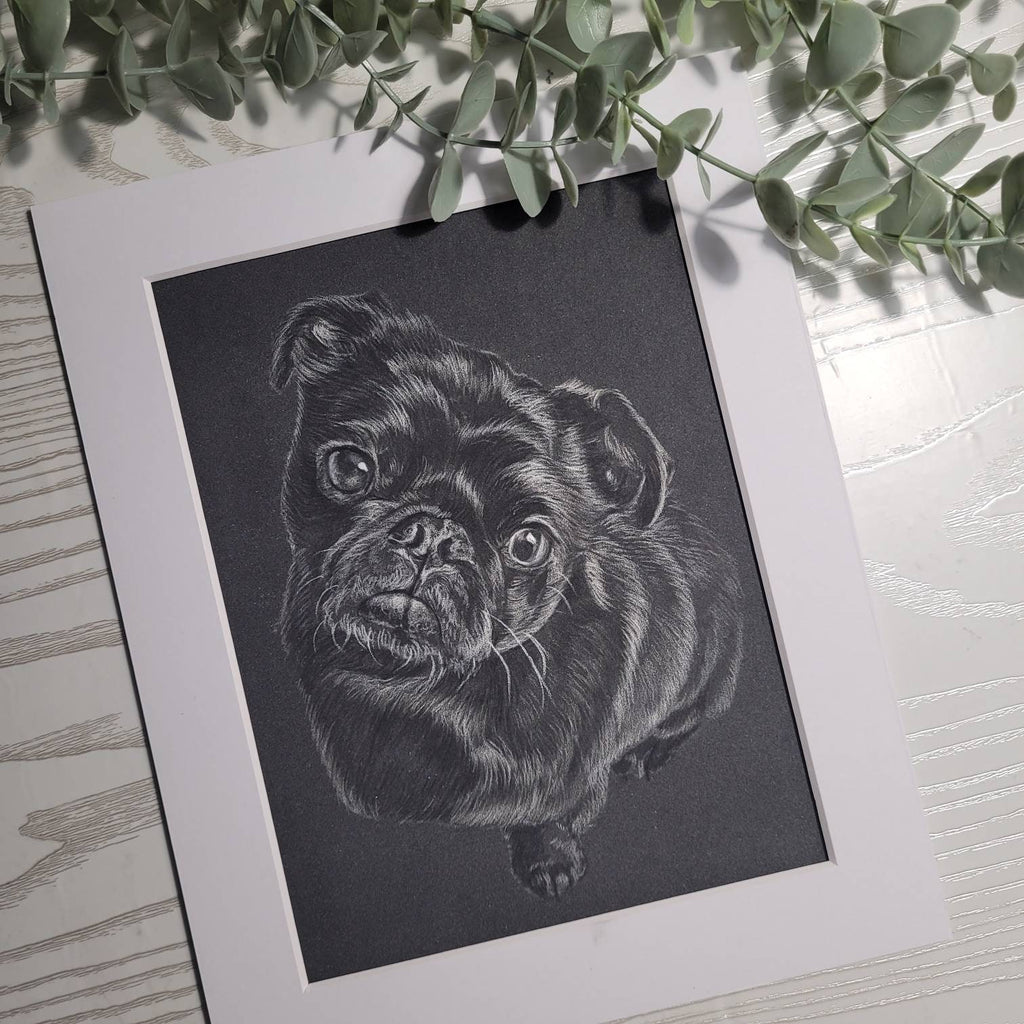Personalised A4 Monochrome Pet Portrait | Custom Black & White Pencil Sketch | Hand Drawn | Unique Pet Gift