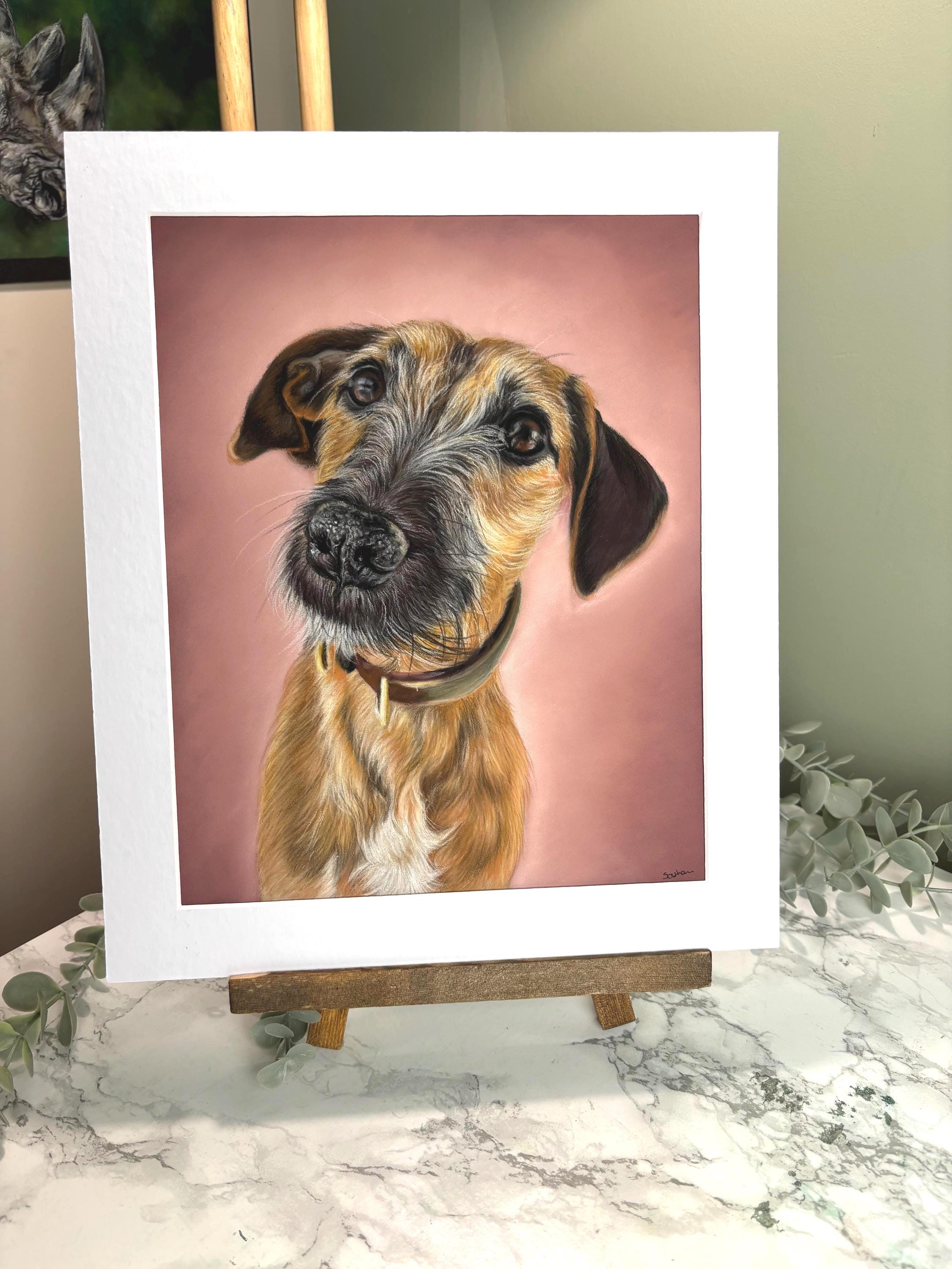 Personalised Hand-Drawn Pastel Pet Portrait | Custom Pet Drawing | Mounted & Gift Ready | Memorial or Celebration