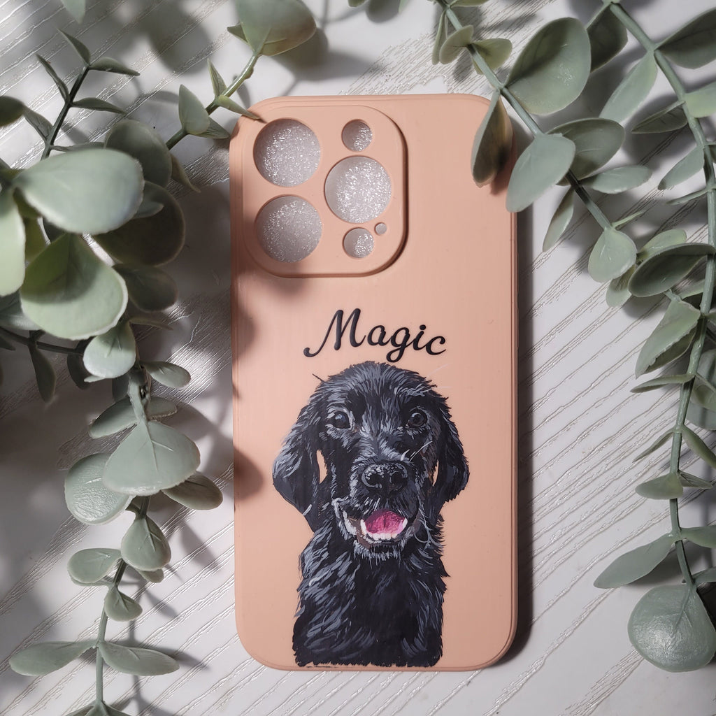 Personalised Hand-Painted Pet Portrait Phone Case | Custom Pet Photo | Resin or Textured Finish