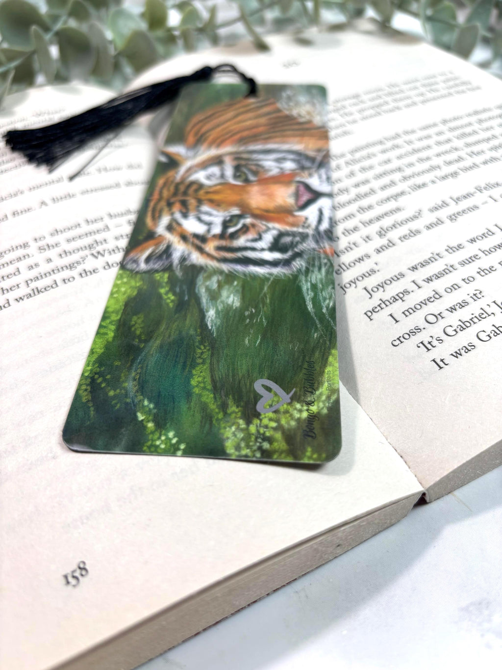 Tiger Bookmark | Hand-Drawn Pastel Art Print | Laminated Double-Sided | Book Lover Gift
