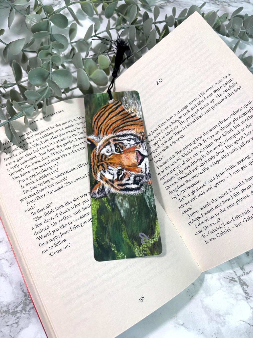 Tiger Bookmark | Hand-Drawn Pastel Art Print | Laminated Double-Sided | Book Lover Gift