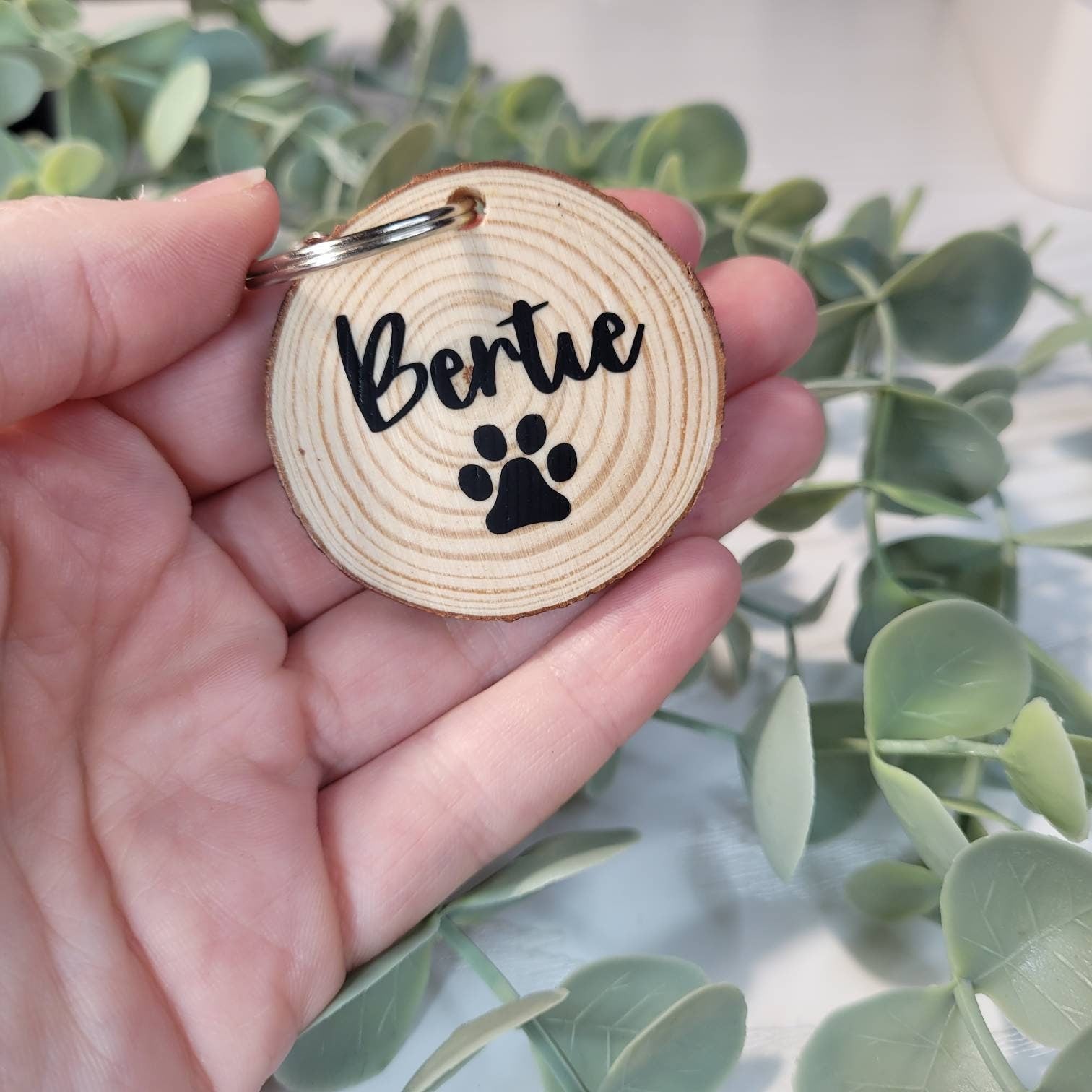 Personalised Pet Portrait Keyring | Hand-Painted Wooden Slice | Acrylic Miniature | Custom Pet Gift
