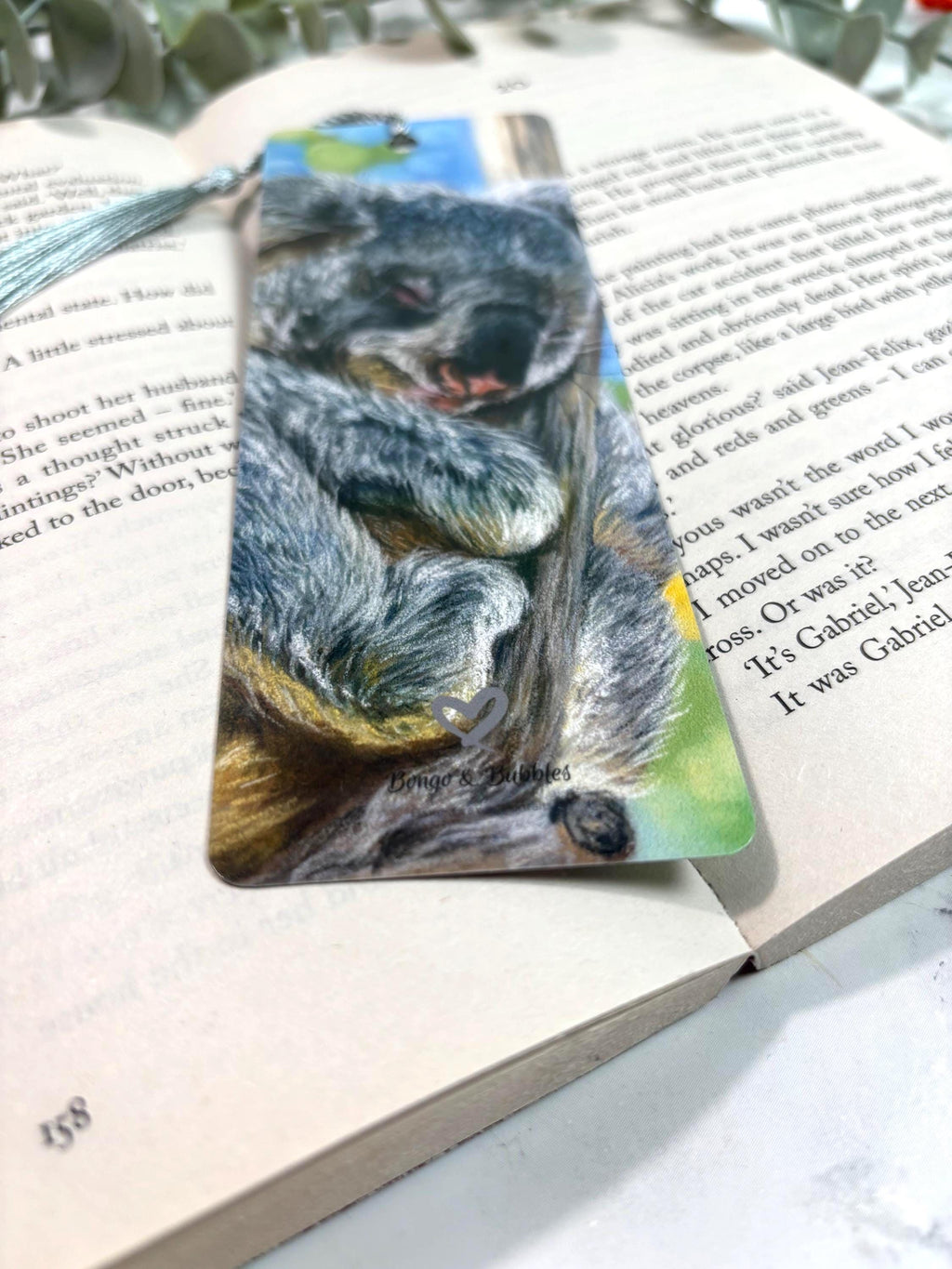 Koala Bookmark | Hand-Drawn Pastel Art Print | Laminated Double-Sided | Book Lover Gift