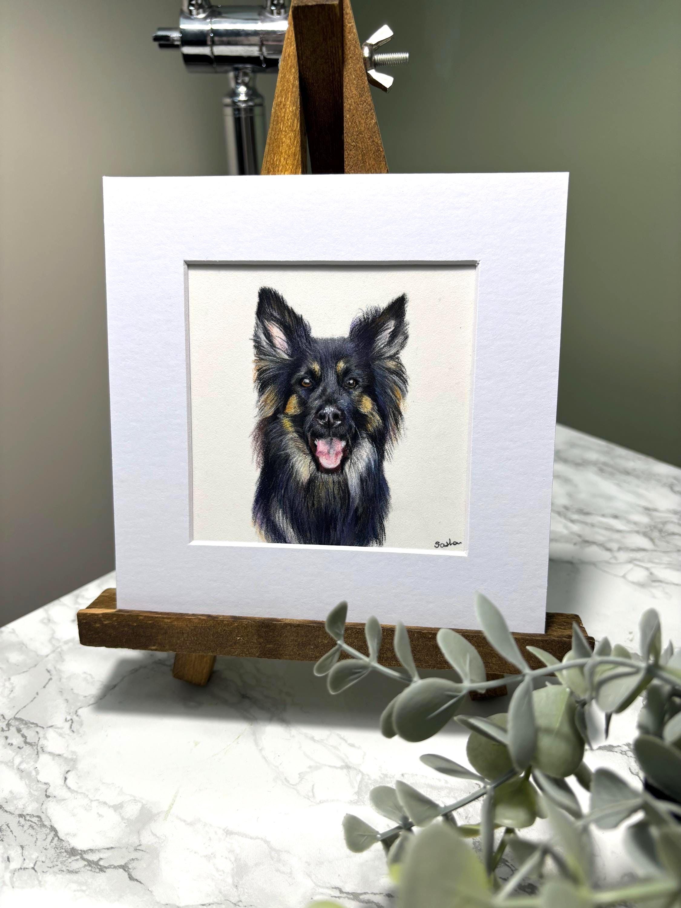Personalised Miniature Pet Portrait | Custom Coloured Pencil Drawing | Hand Drawn | Unique Pet Gift