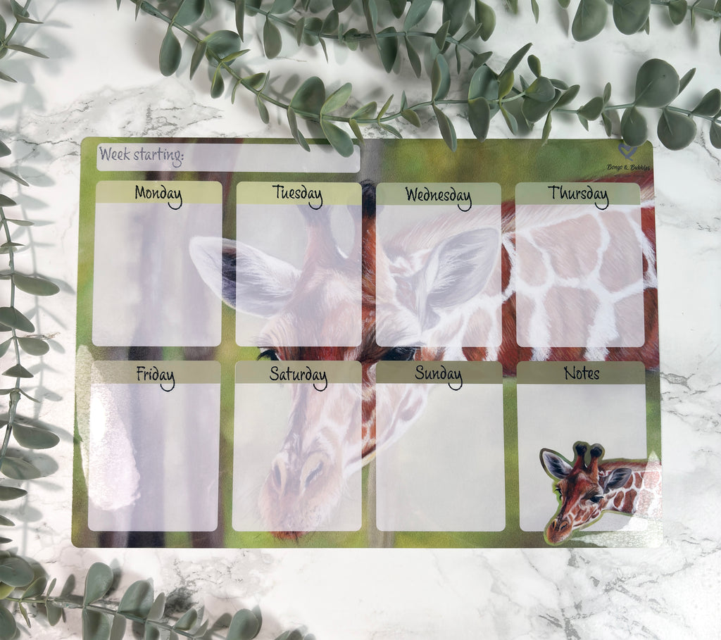 A4 Magnetic Weekly Planner Whiteboard – Giraffe Fridge & Surface Organiser