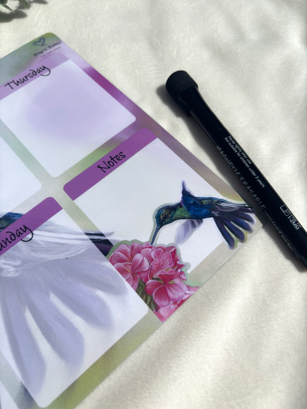 A4 Magnetic Weekly Planner Whiteboard – Hummingbird Fridge & Surface Organiser