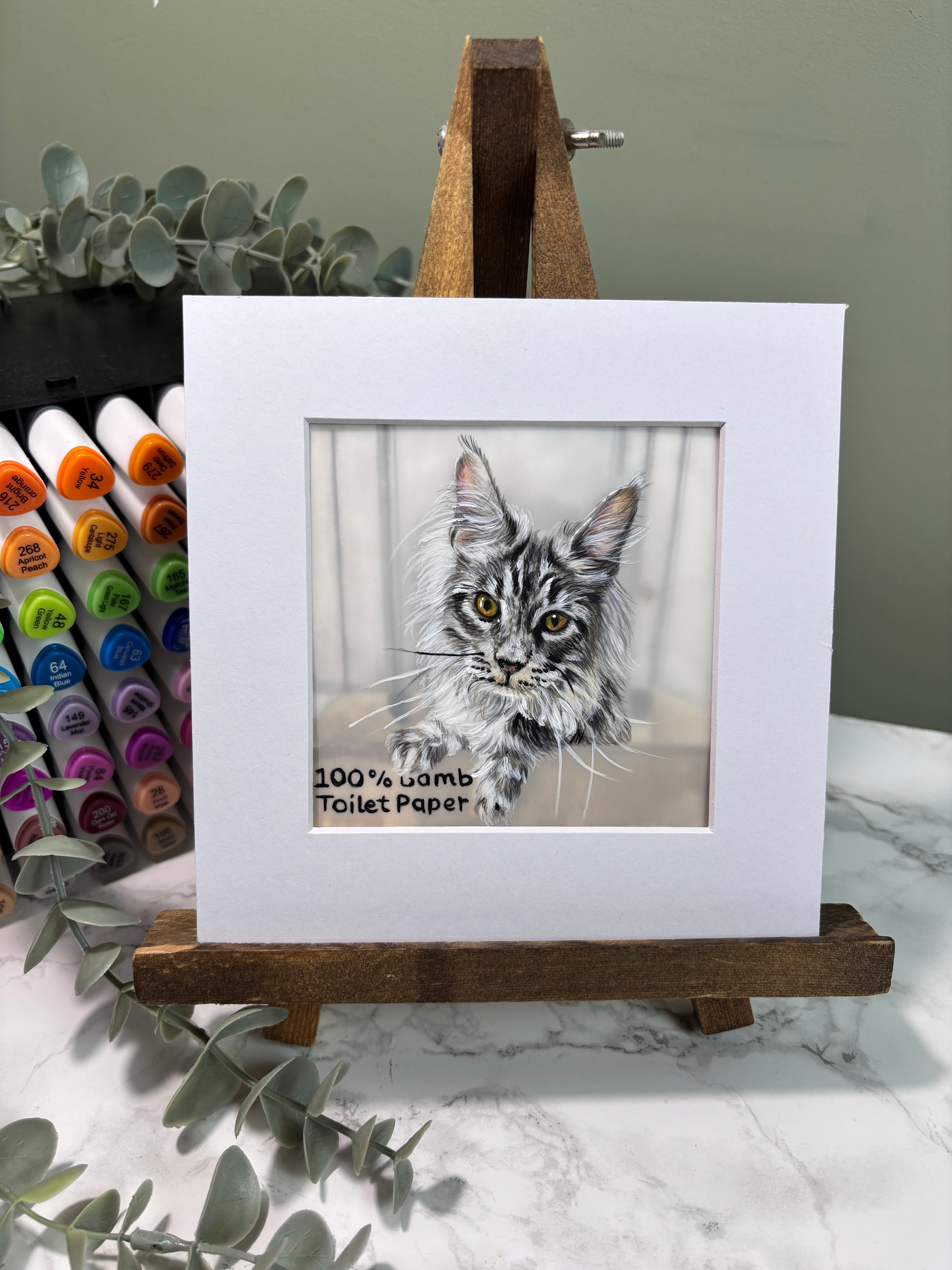 Hand Drawn Miniature Pet Portrait | Layered Coloured Pencil Commission