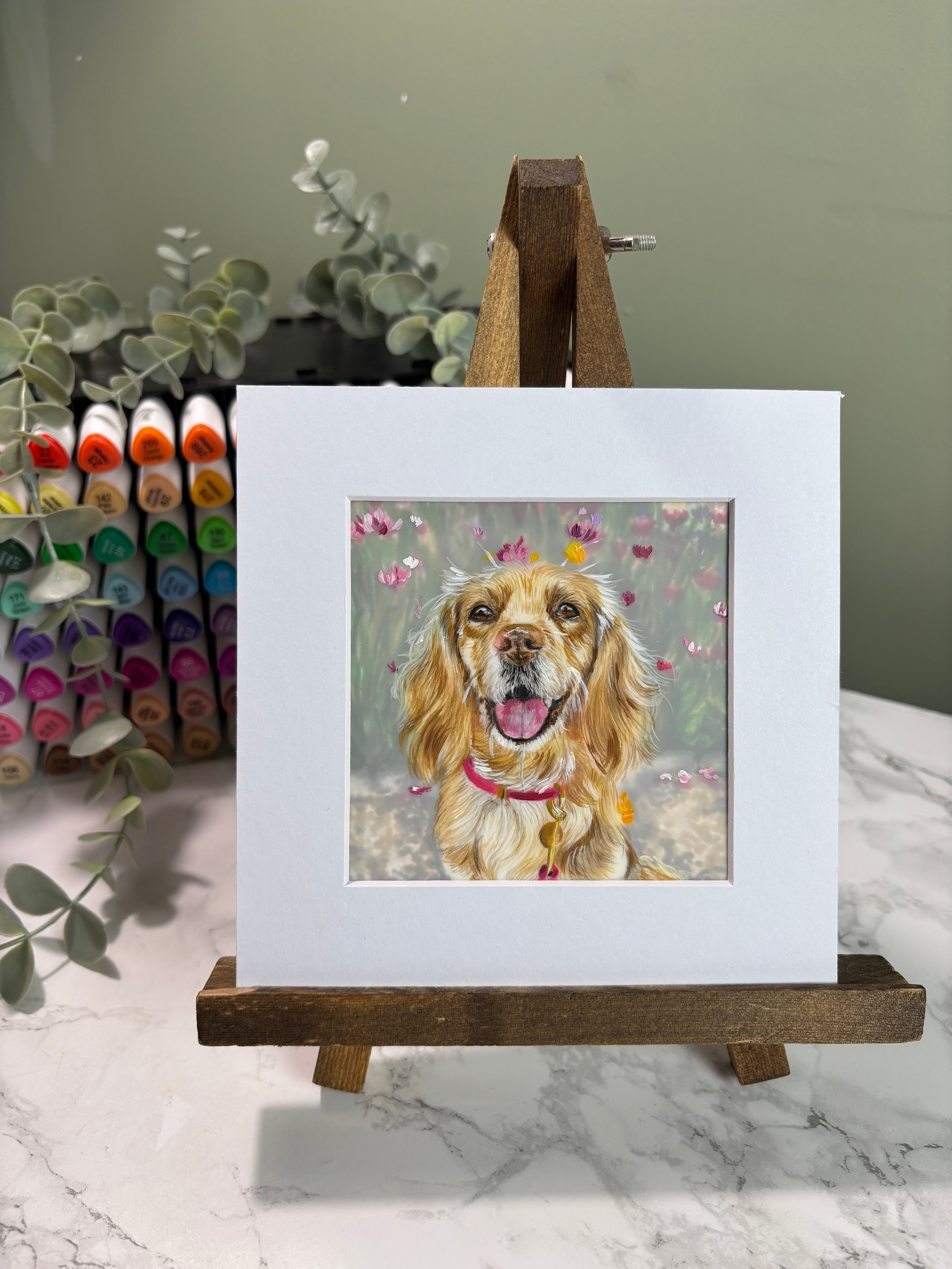 Hand Drawn Miniature Pet Portrait | Layered Coloured Pencil Commission