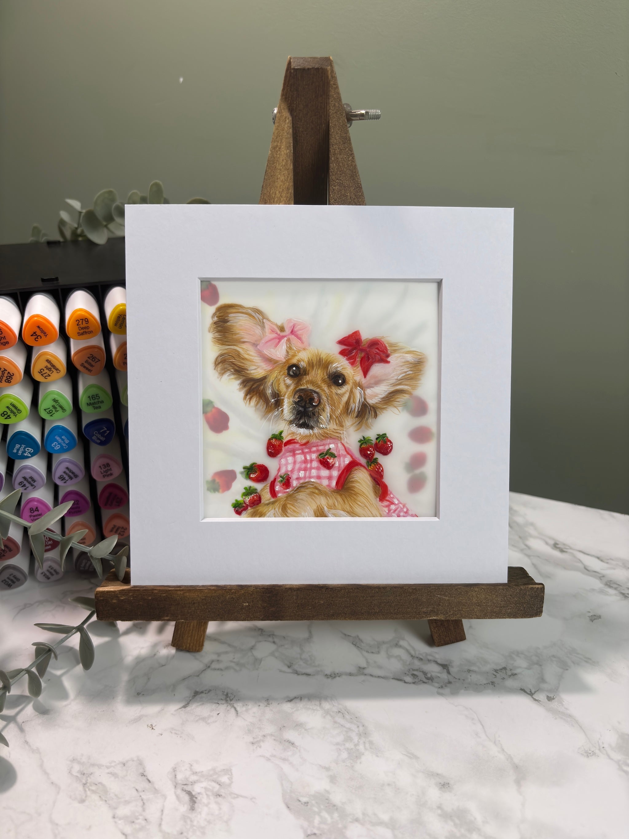Hand Drawn Miniature Pet Portrait | Layered Coloured Pencil Commission