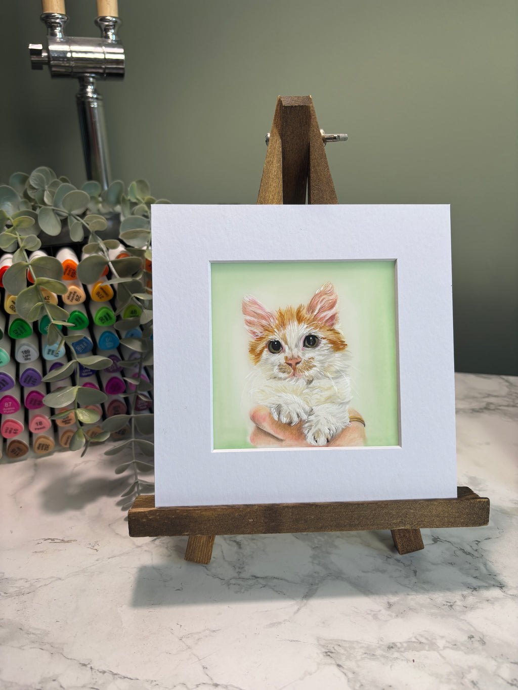 Hand Drawn Miniature Pet Portrait | Layered Coloured Pencil Commission