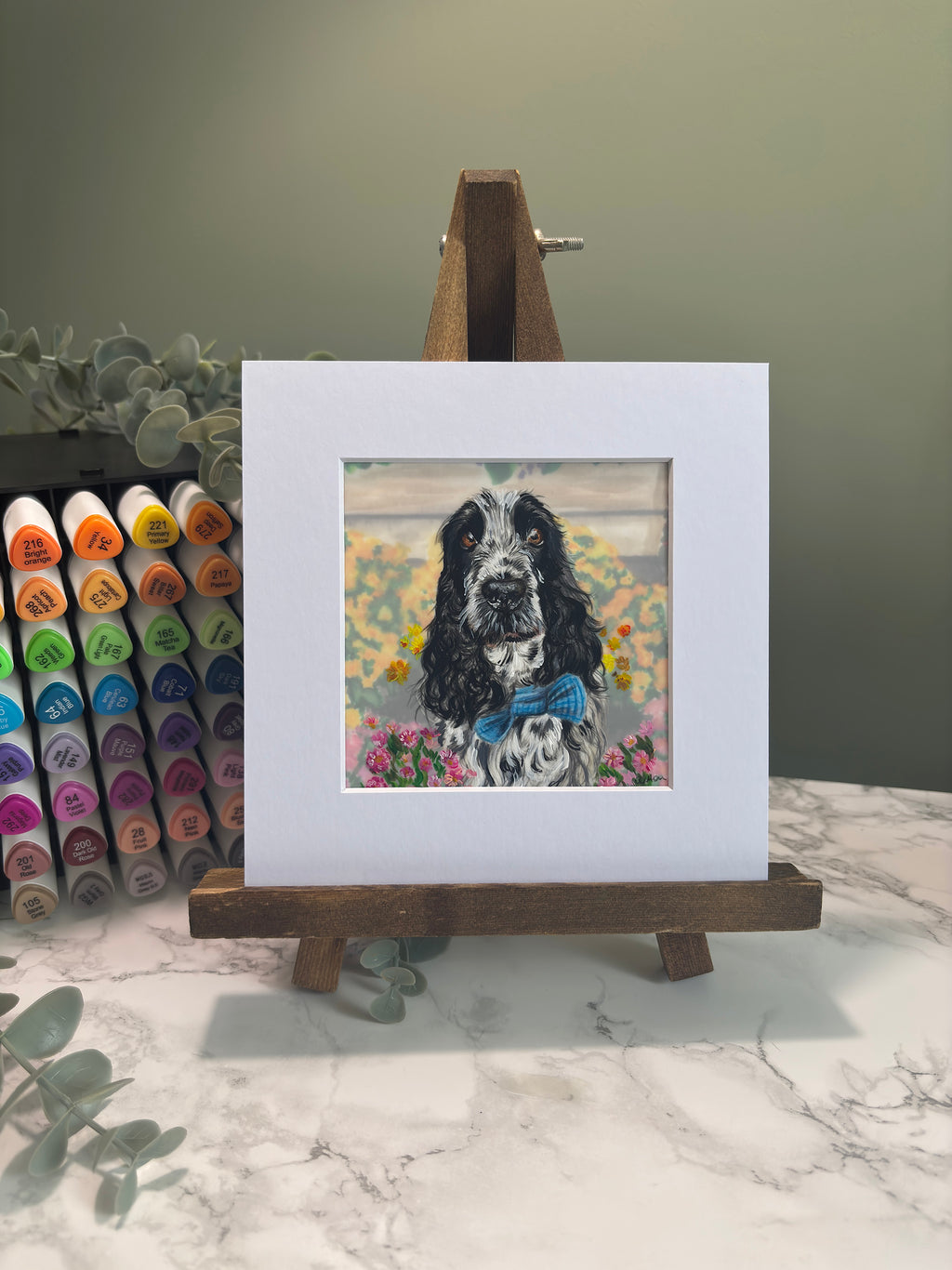 Hand Drawn Miniature Pet Portrait | Layered Coloured Pencil Commission