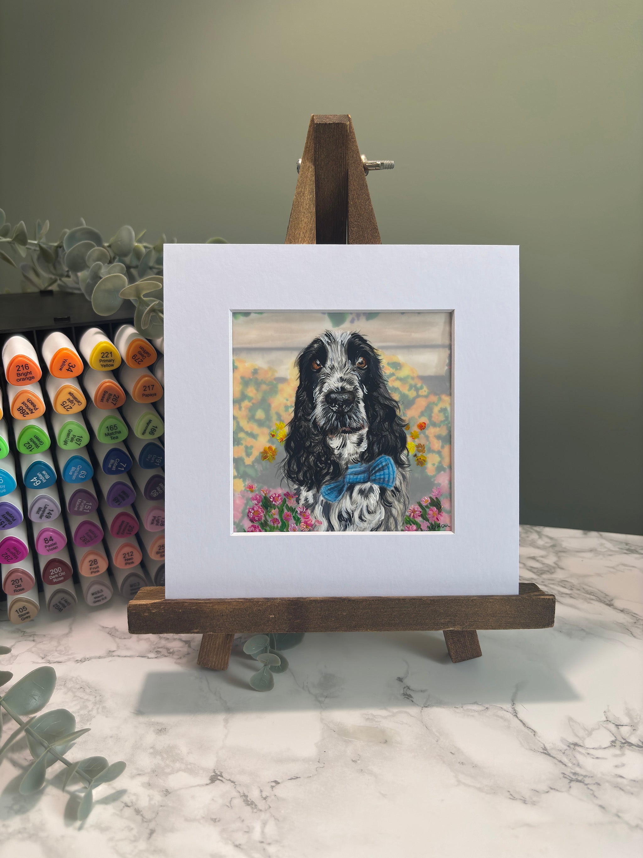 Hand Drawn Miniature Pet Portrait | Layered Coloured Pencil Commission
