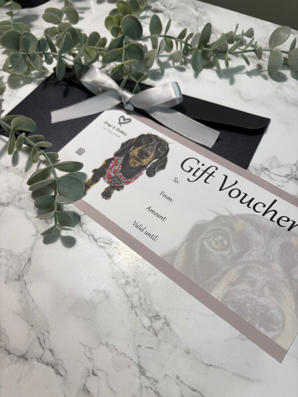 Personalised Pet Portrait Gift Voucher – Hand-Drawn Art, Gift Wrapped.