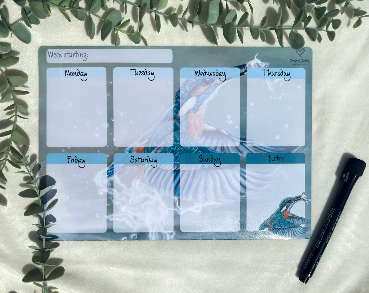 A4 Magnetic Weekly Planner Whiteboard – Kingfisher Fridge & Surface Organiser