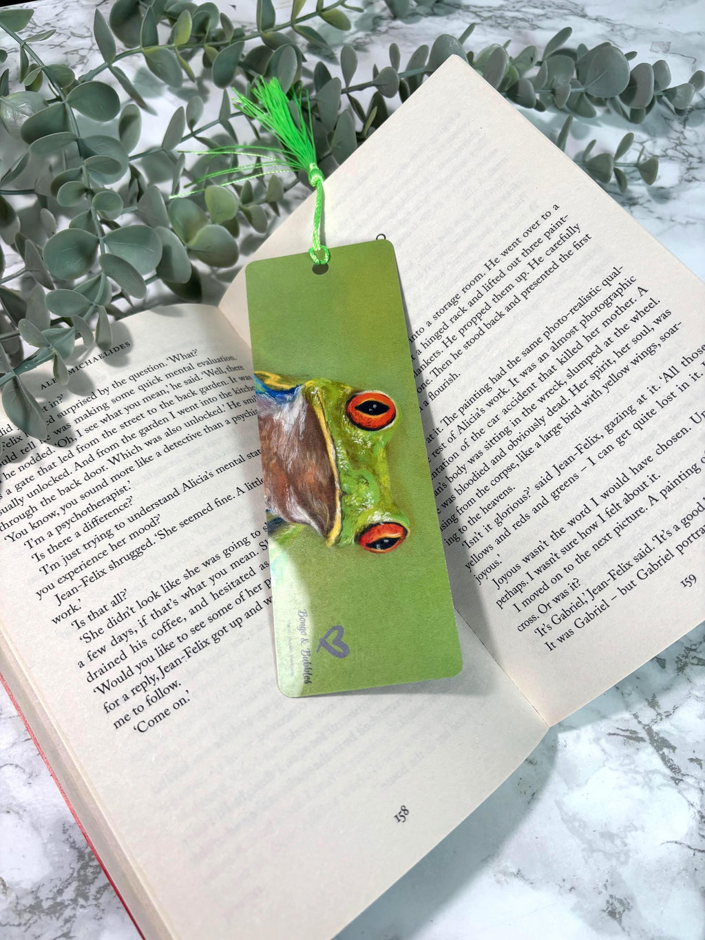 Red Eyed Tree Frog Bookmark | Hand-Drawn Pastel Art Print | Laminated Double-Sided | Book Lover Gift