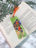 Peacock Butterfly Bookmark | Hand-Drawn Pastel Art Print | Laminated Double-Sided | Book Lover Gift