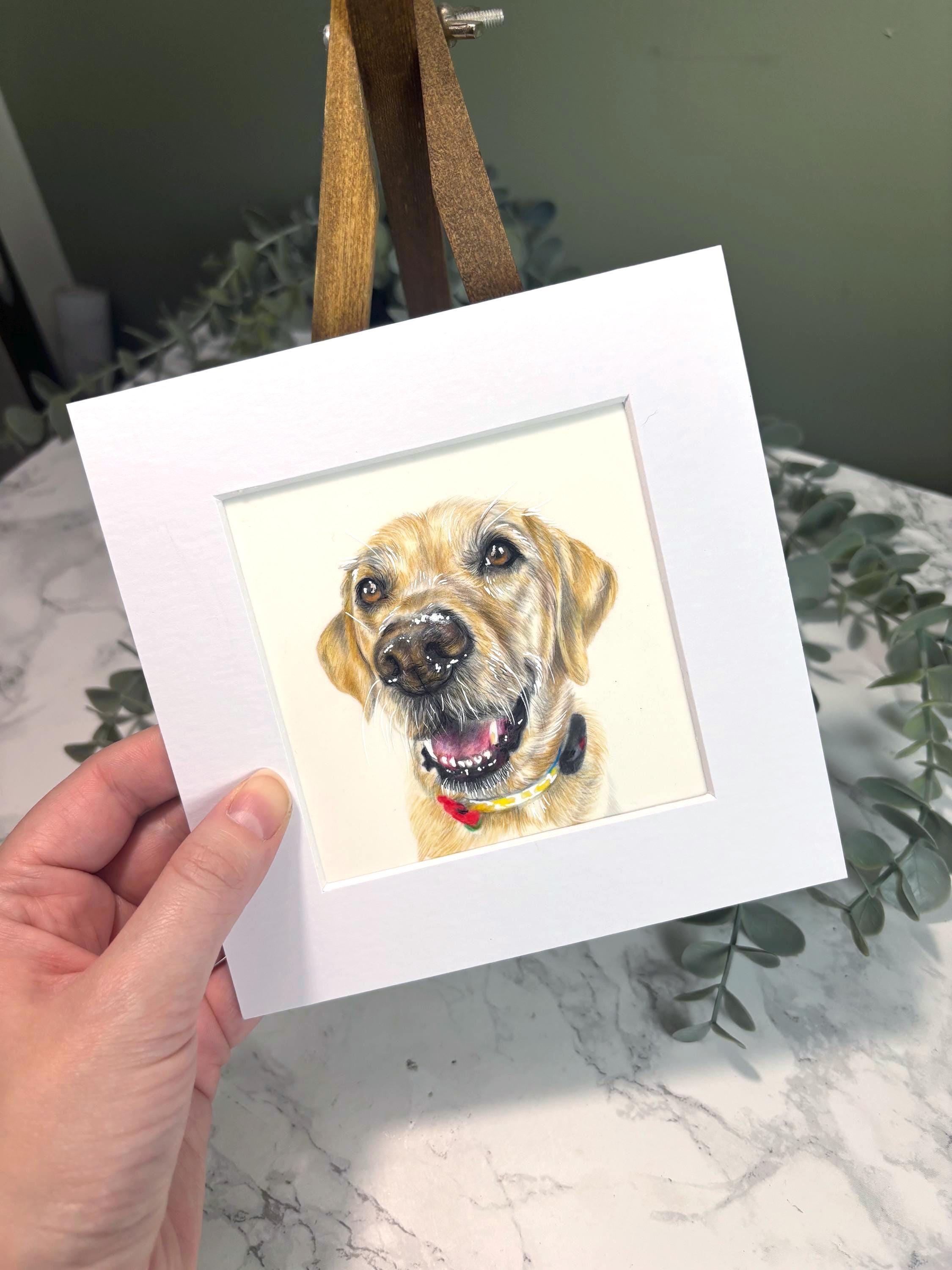Personalised Miniature Pet Portrait | Custom Coloured Pencil Drawing | Hand Drawn | Unique Pet Gift