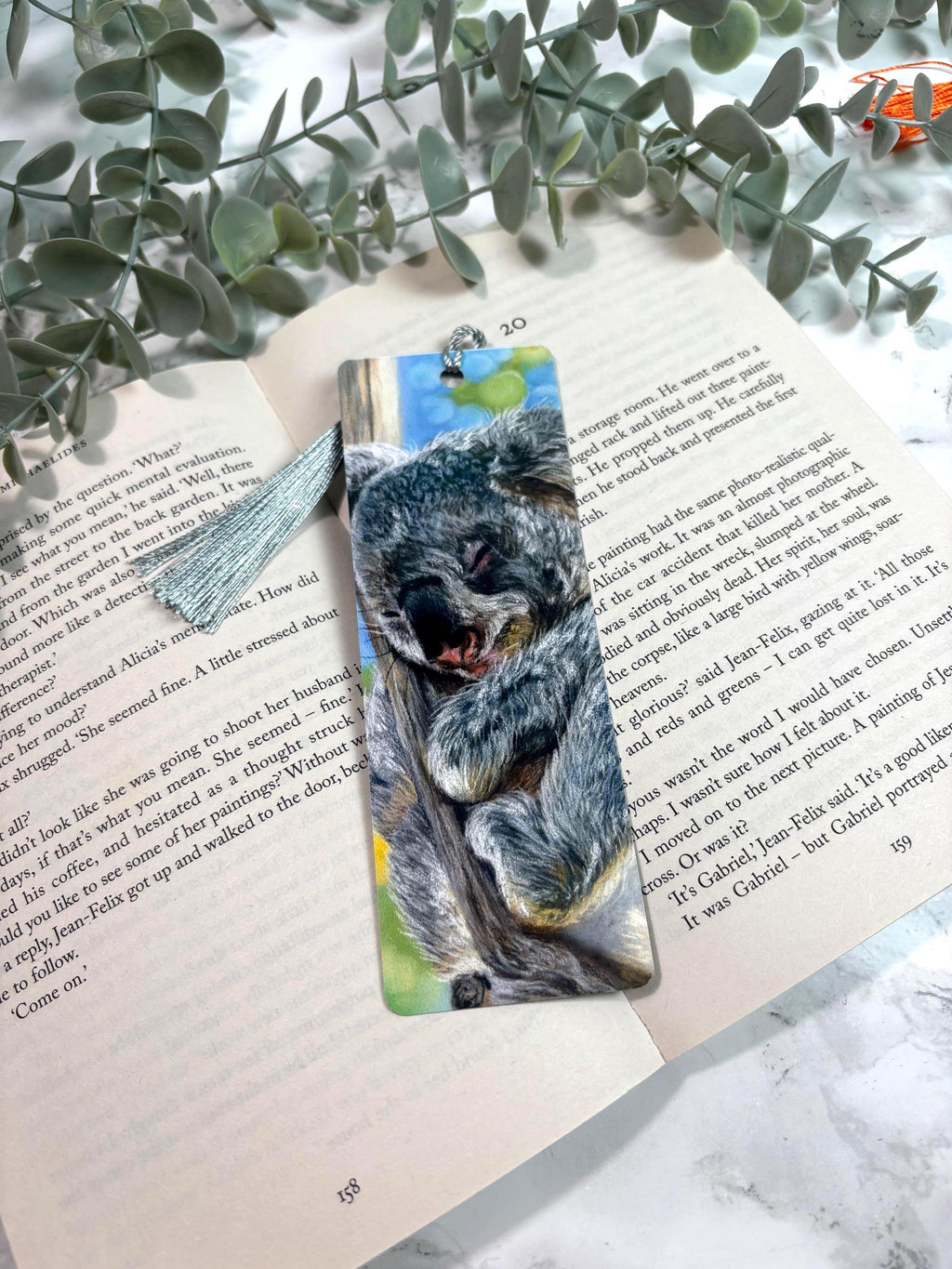 Koala Bookmark | Hand-Drawn Pastel Art Print | Laminated Double-Sided | Book Lover Gift
