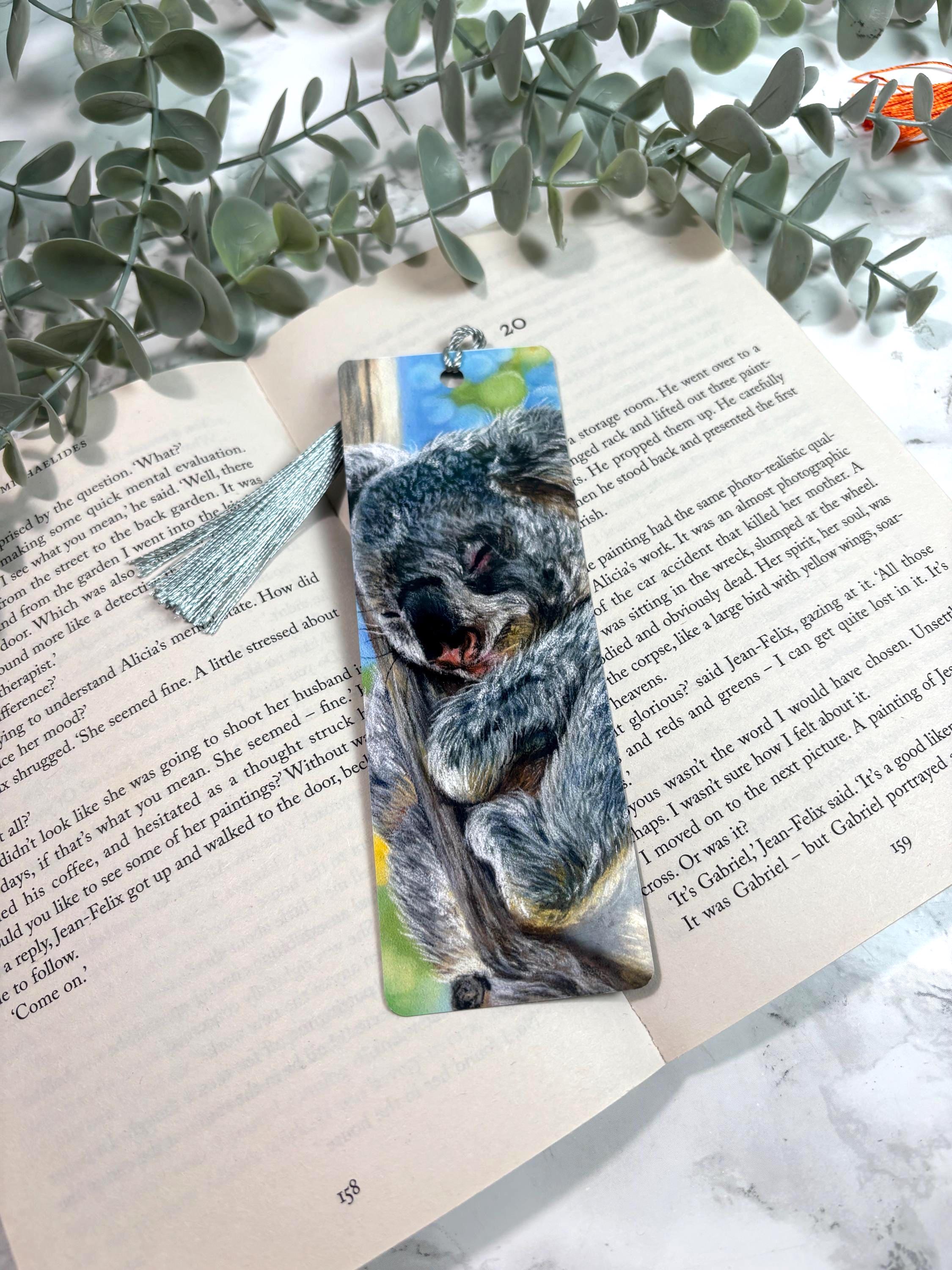 Koala Bookmark | Hand-Drawn Pastel Art Print | Laminated Double-Sided | Book Lover Gift