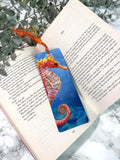 Hand Drawn Seahorse Bookmark | Pastel Sea Life Art Print | Laminated Double-Sided