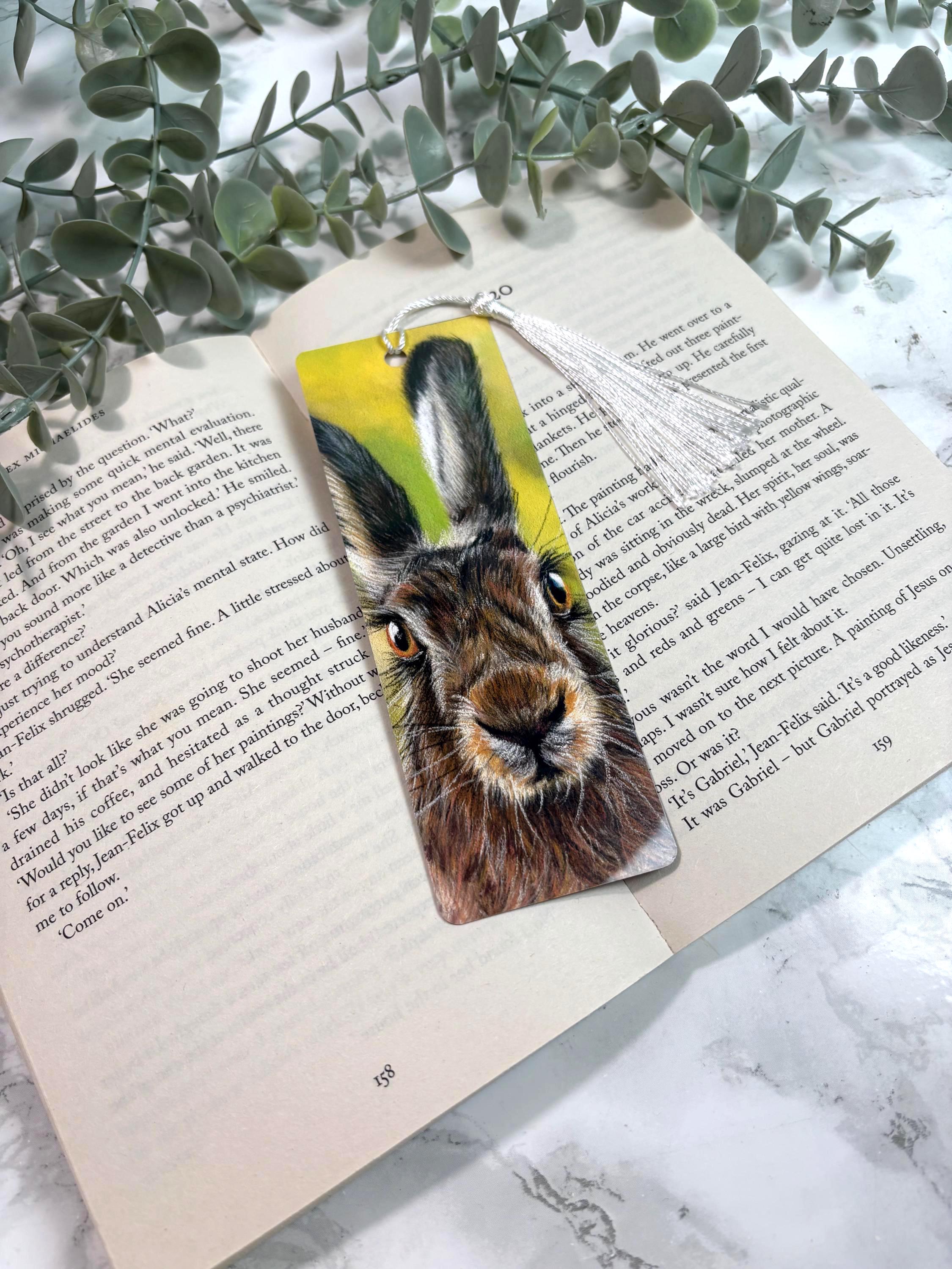 Hand Drawn Hare Bookmark | Pastel Wildlife Art Print | Laminated Double-Sided