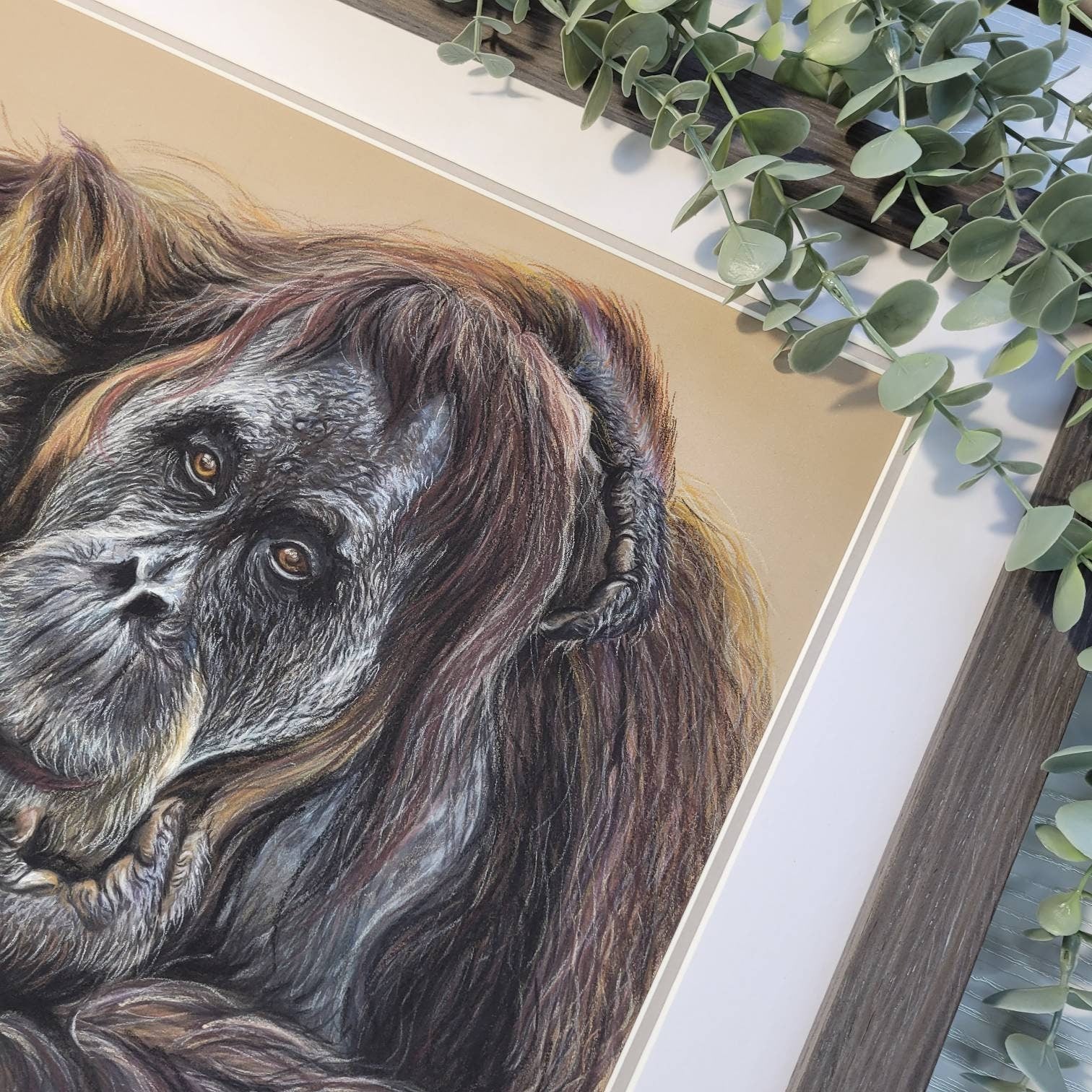 Original Orangutan & Baby Pastel Drawing | 'A Mother's Love' | Framed Wildlife Art | Hand Drawn by Sasha Smith