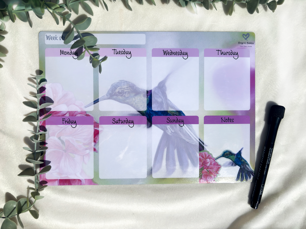 A4 Magnetic Weekly Planner Whiteboard – Hummingbird Fridge & Surface Organiser