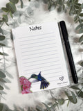 Hummingbird Notepad | Magnetic Lined Paper, Pastel Art