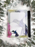 Hummingbird plain magnetic notepad| Plain notes paper pad| Pastel Portrait Design| Bird Stationary|