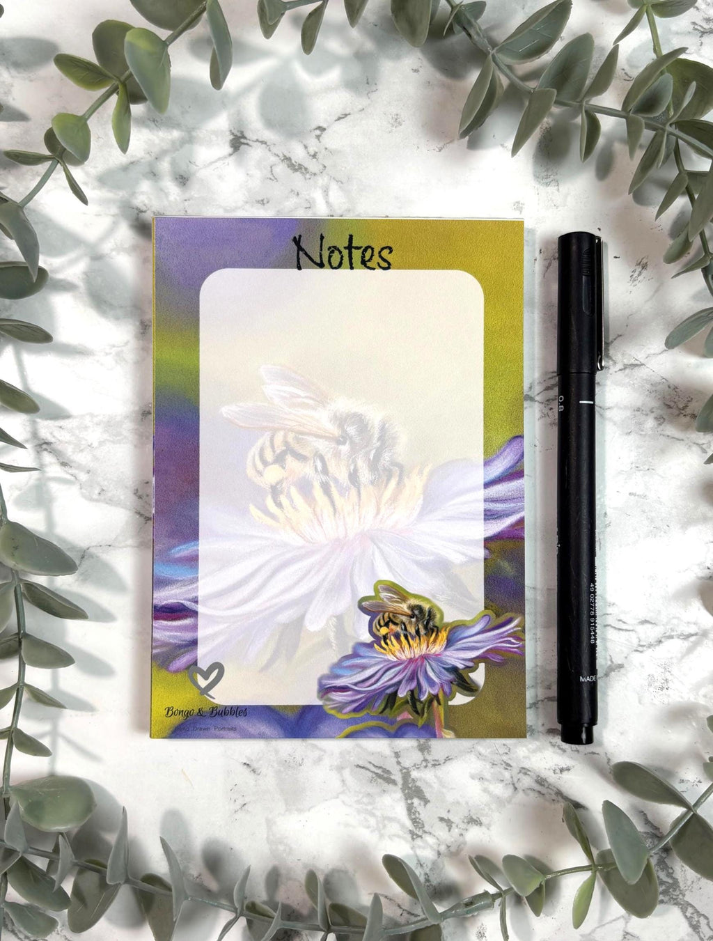 Honey Bee Notepad | Pastel Floral Design, Magnetic Option