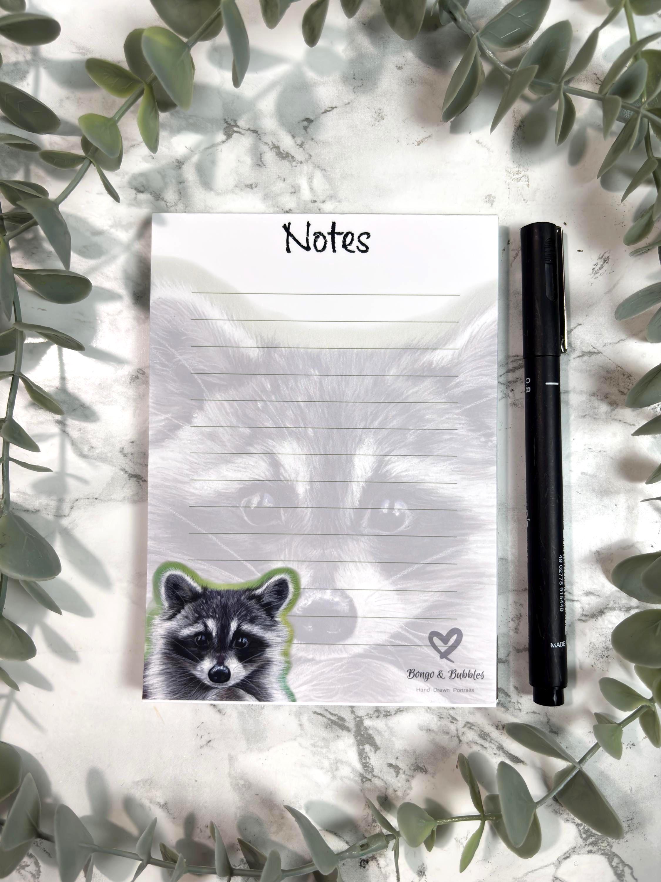 Racoon Pastel Art Magnetic Notepad | Lined To-Do List