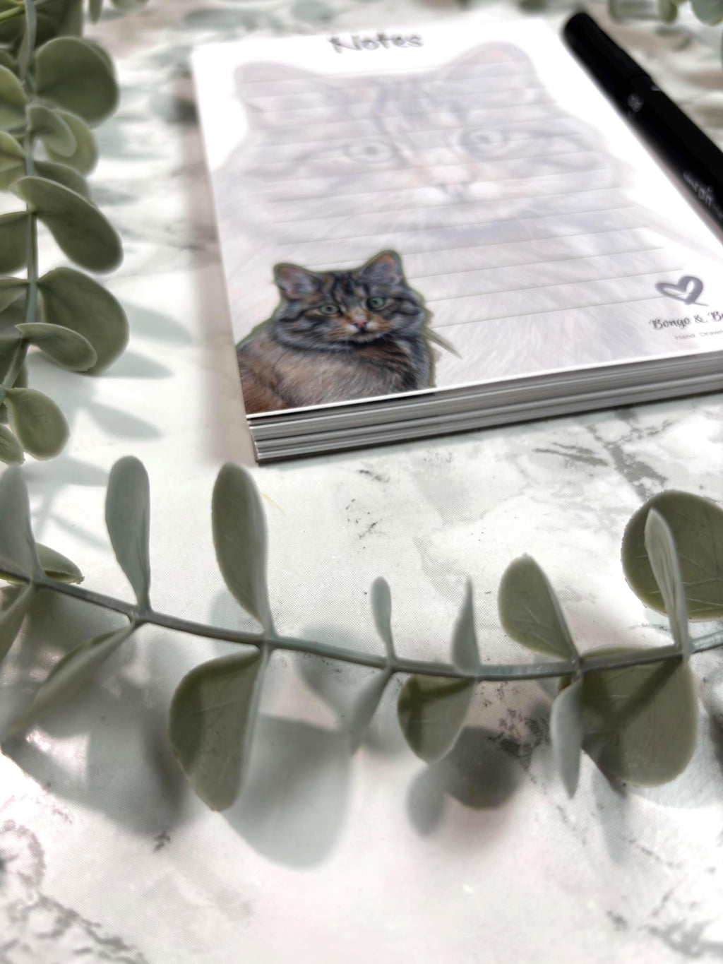 European Wildcat Lined Magnetic Notepad| Lined paper note pad| Pastel drawing design| Cat Stationary