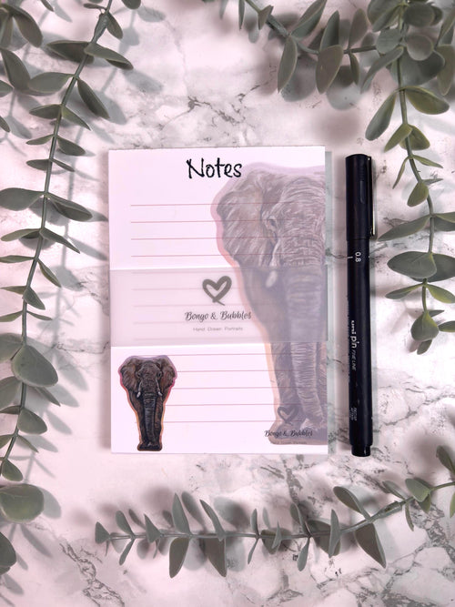 Elegant Elephant Lined Magnetic Notepad| Lined paper note pad| Pastel drawing design| Stationary
