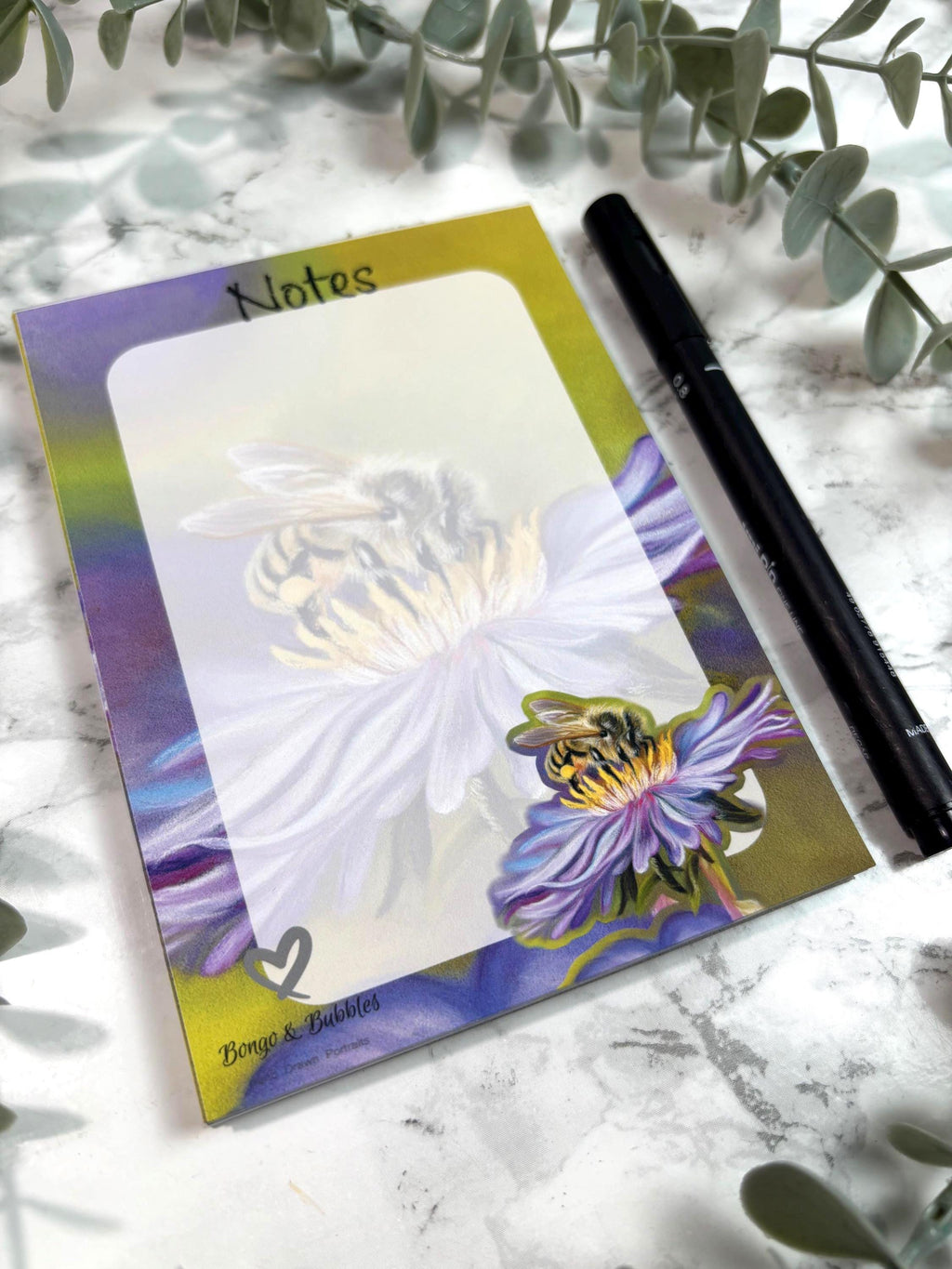 Honey Bee Notepad | Pastel Floral Design, Magnetic Option