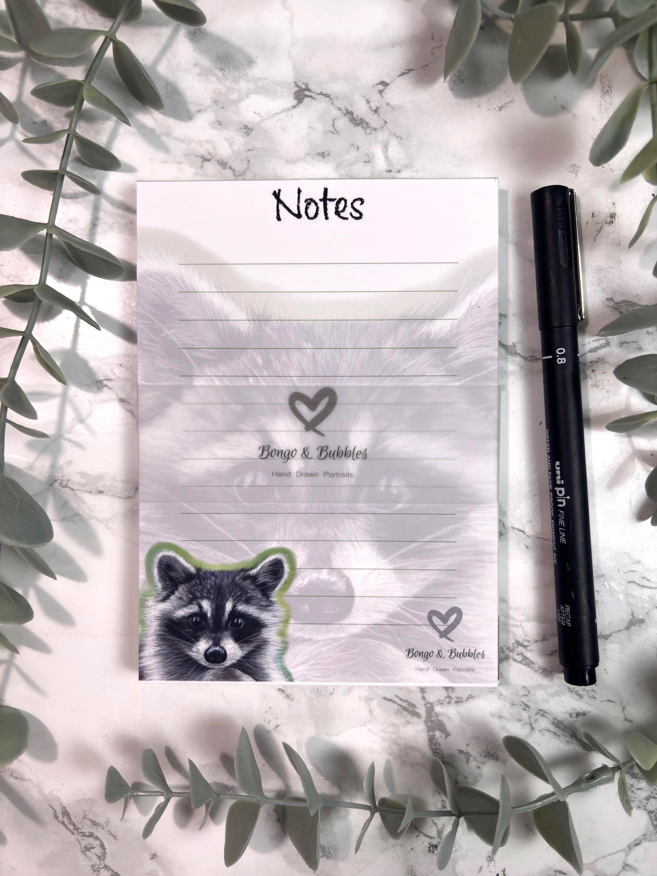 Racoon Pastel Art Magnetic Notepad | Lined To-Do List