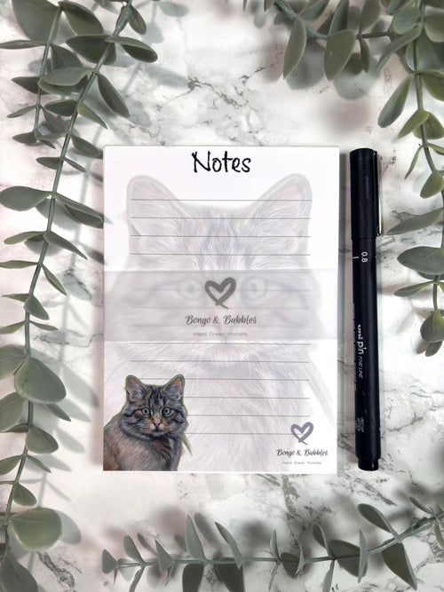 European Wildcat Lined Magnetic Notepad| Lined paper note pad| Pastel drawing design| Cat Stationary
