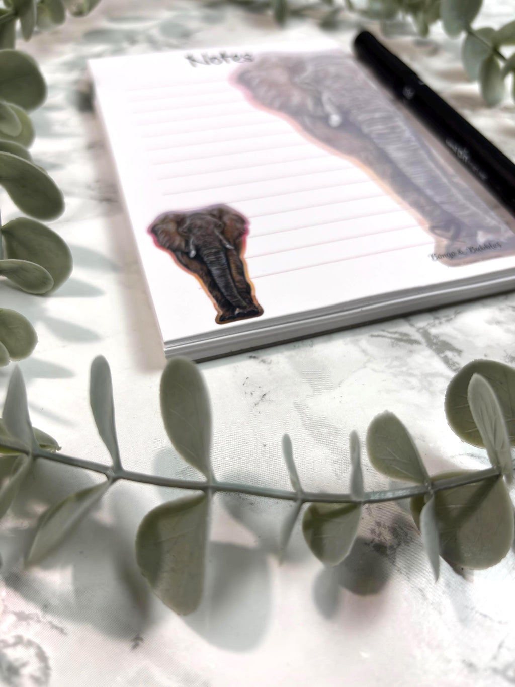 Elegant Elephant Lined Magnetic Notepad| Lined paper note pad| Pastel drawing design| Stationary
