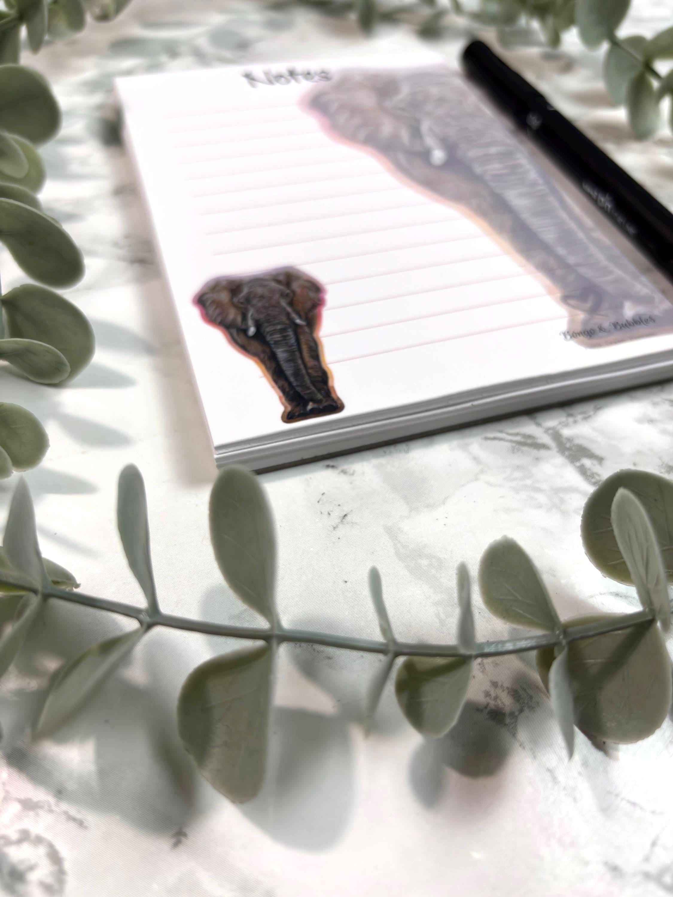 Elegant Elephant Lined Magnetic Notepad| Lined paper note pad| Pastel drawing design| Stationary