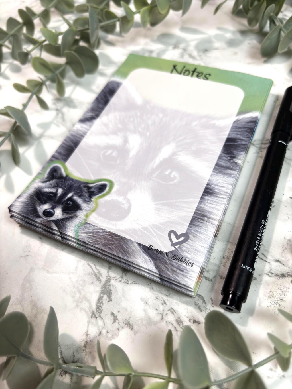Mischievous Racoon Plain Magnetic Notepad| Plain paper note pad| Pastel drawing design| Stationary