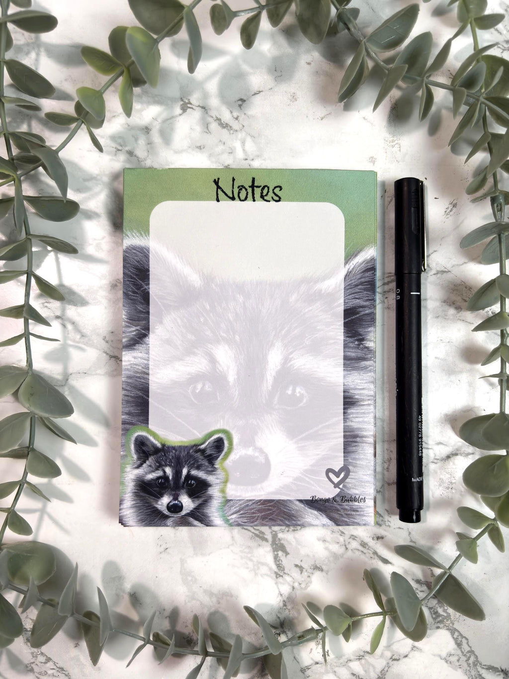 Mischievous Racoon Plain Magnetic Notepad| Plain paper note pad| Pastel drawing design| Stationary