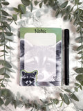 Mischievous Racoon Plain Magnetic Notepad| Plain paper note pad| Pastel drawing design| Stationary