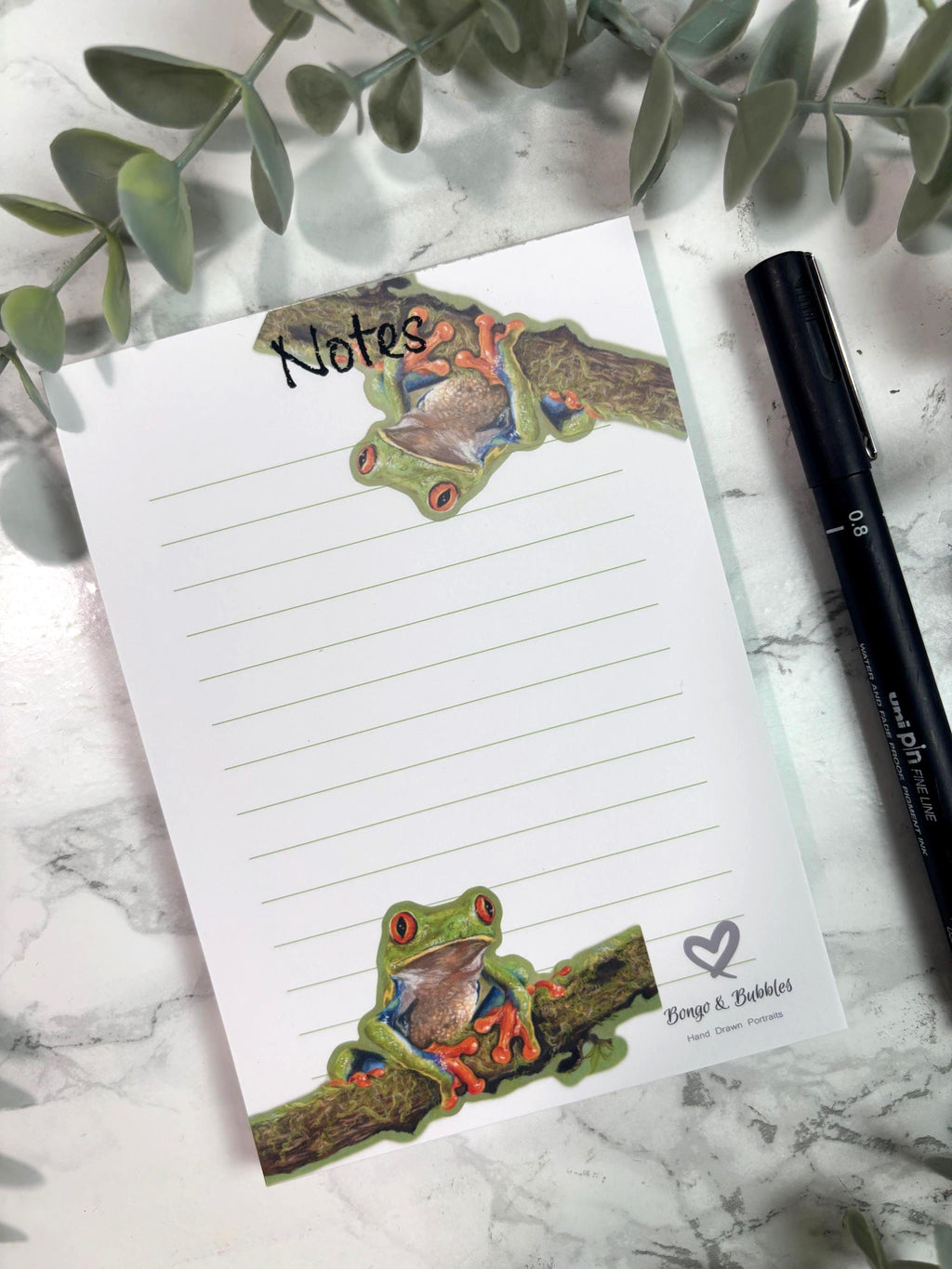 Red-Eyed Tree Frog Notepad | Pastel Art, Magnetic Lined Paper