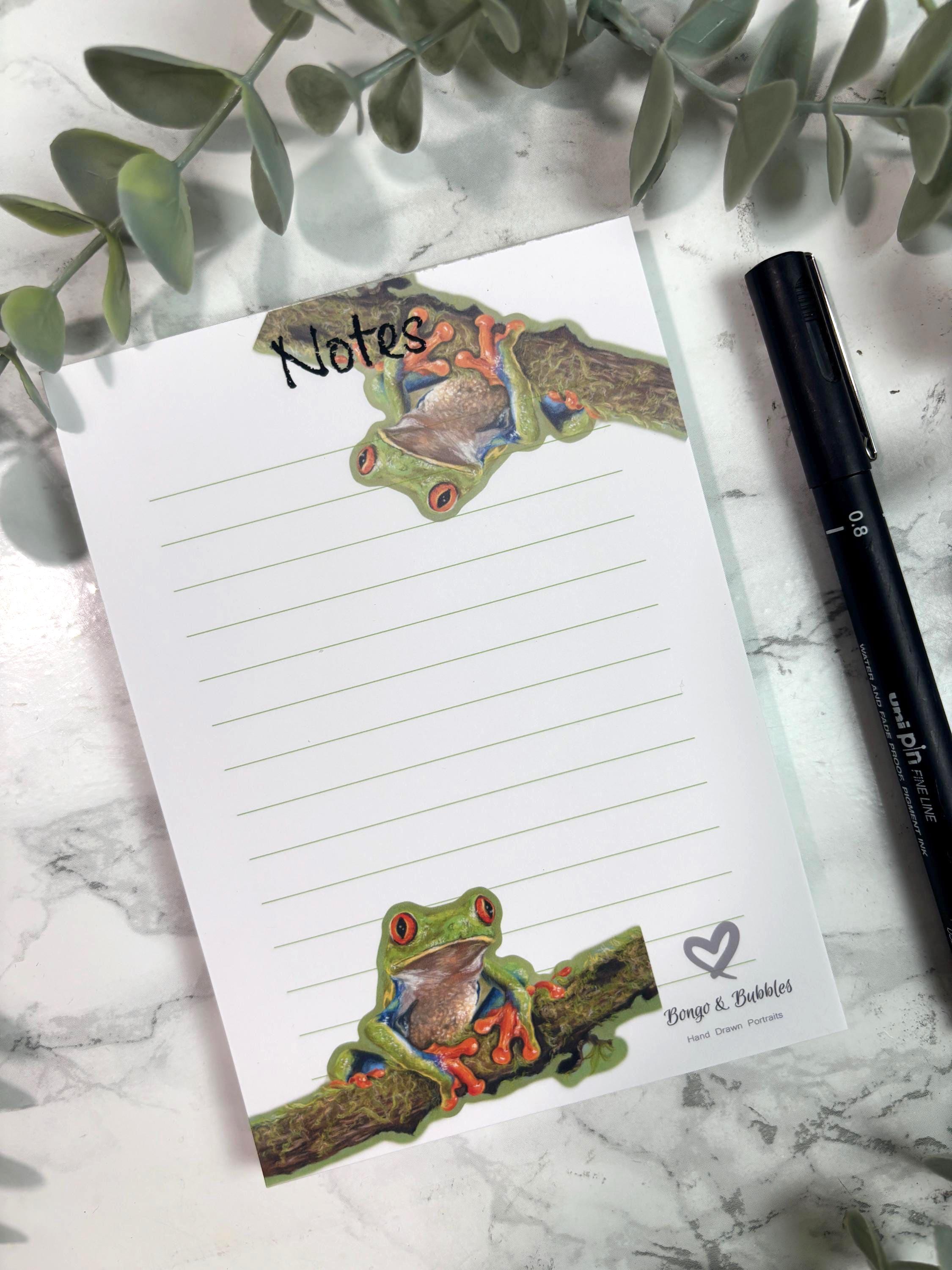 Red-Eyed Tree Frog Notepad | Pastel Art, Magnetic Lined Paper